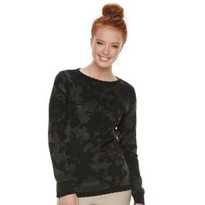Elle Floral Jacquard Crewneck Sweater Sz M